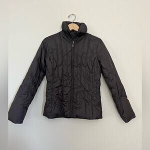 Nine West Brown Quilted Down Puffer long sleeve light weight jacket sz M